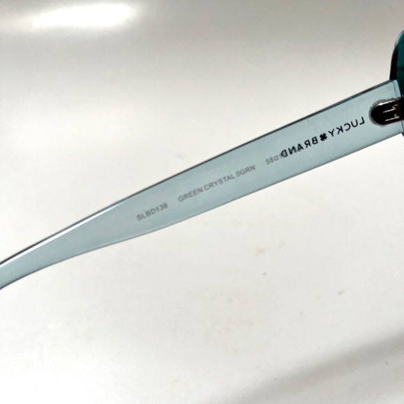 New Original LUCKY BRAND Sunglasses Green Crystal Cat Eye Translucid Acetate - Picture 5 of 7